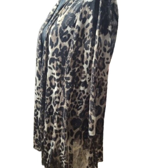 Ali Miles Flowing Leopard Print Cardigan Women's Size Small Open Front Long - Picture 5 of 12